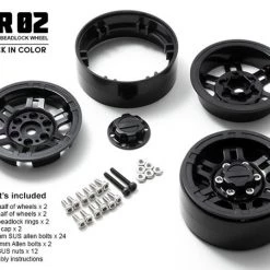 GMade 1.9 Nr02 Beadlock Wheels (Black) (2) -Cheap GMade Store gm70264 2